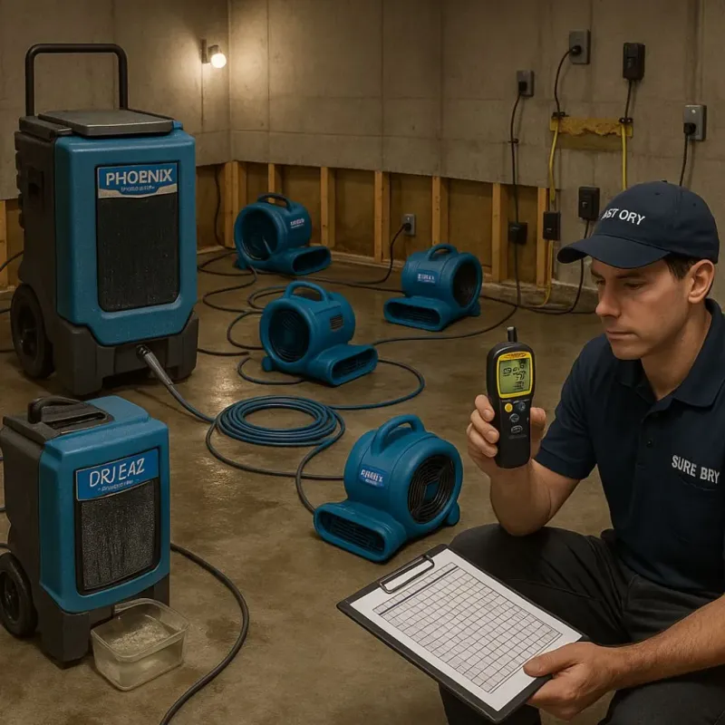 Structural Drying and Dehumidification process in Ben Lomond, CA